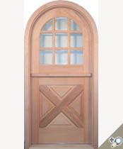 DD202RT Dutch entrance door in 100% solid Spanish Cedar. Shown with raised panels and true divided light insulated glass.