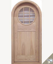 G165RTC entrance door in 100% solid Ash. Shown with V-Grooved Flat panel and dual pane insulated glass.