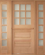DD201 / S07 solid Red oak Dutch entrance unit featuring true divided light clear insulated glass.