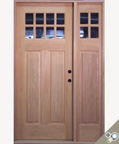 G147 entrance unit shown in Honduran mahogany with matching sidelight to compliment door design. Shown with standard insulated glass. Any door / sidelight design combination is possible.