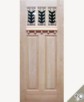 C403 in solid cherry with craftsman style stained glass.