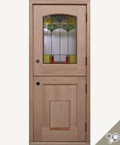 C403 in solid cherry with craftsman style stained glass.