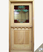 C403 in solid cherry with craftsman style stained glass.