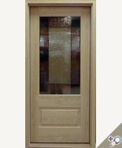 Red Oak G114 with triple pane insulated stained glass.