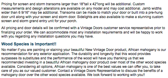 Solid Wood Screen & Storm Door Transoms - Vintage Doors