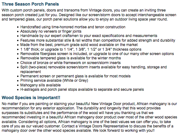 Victorian Porch Panel Enclosures for Three Season Rooms - Vintage Doors