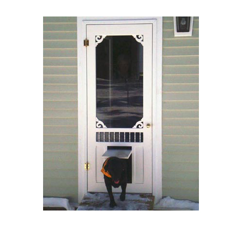 screen door with cat door built in